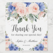 Étiquette de remerciement de mariage floral Blue B (Étiquettes simples)