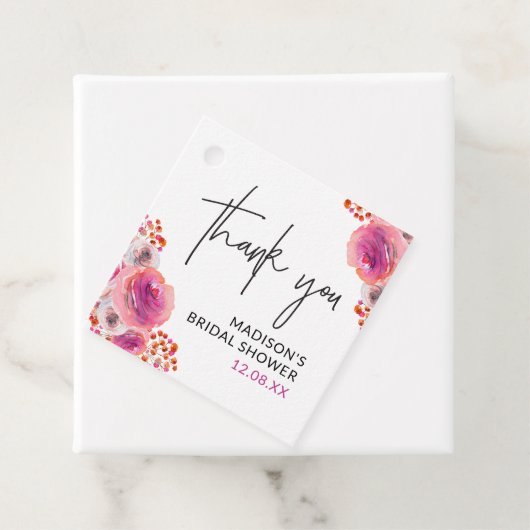 Étiquette de remerciement de mariage floral lumine (En situation)