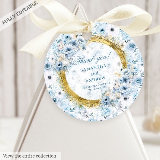 Étiquette de remerciement de mariage Glam Boho Ble