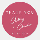 Étiquette de remerciement de mariage Merci avec po (Devant)
