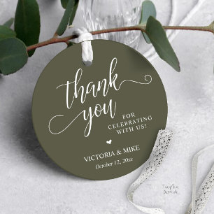 Étiquette de remerciement de mariage Olive Green E