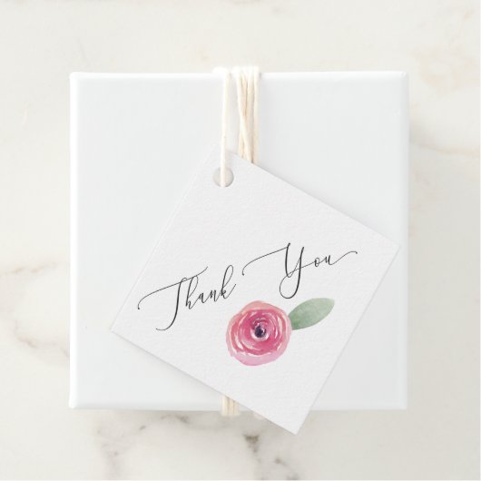 Étiquette de remerciement de mariage rose (En situation)