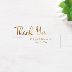 Étiquette de remerciement de mariage simple en or
