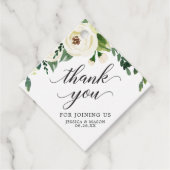 Étiquette de remerciement de roses blanches (Devant)