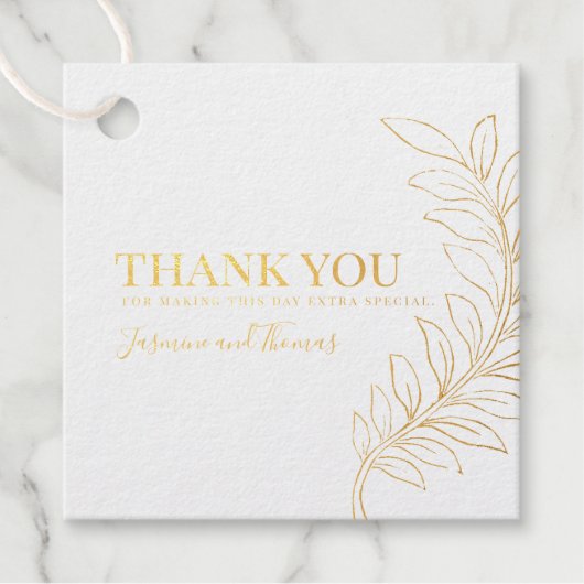 Étiquette de remerciement en feuille de papier d'o (Devant)