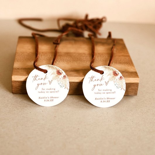 Étiquette de remerciement en herbe de Pampas Boho