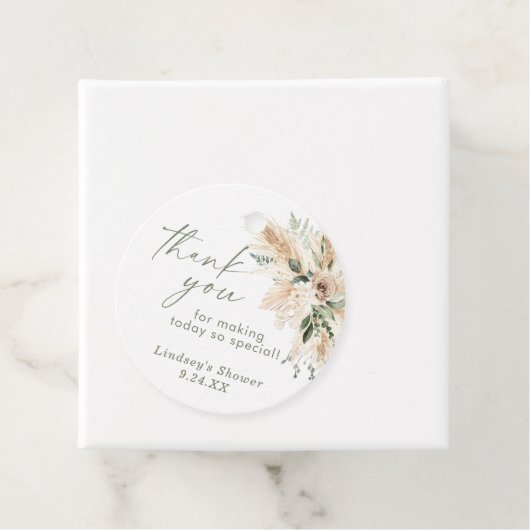 Étiquette de remerciement en herbe de Pampas Boho (En situation)