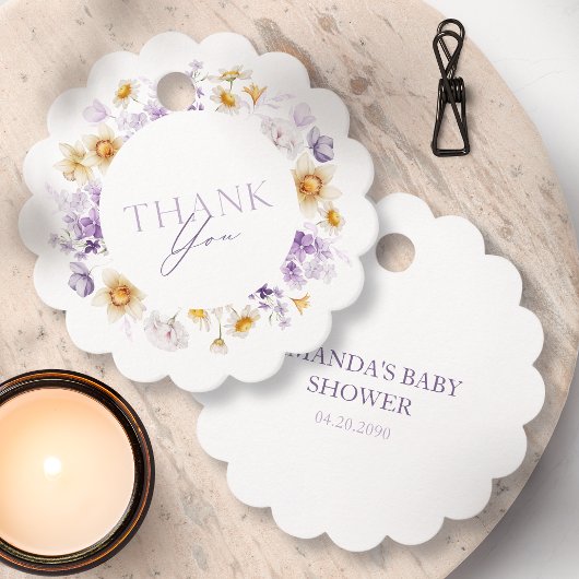 Étiquette de remerciement florale élégante 