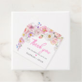 Étiquette de remerciement florale rose Eloise (En situation)