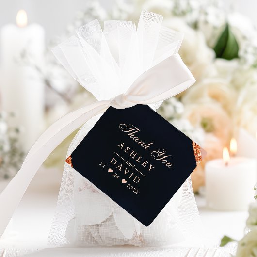 Étiquette de remerciement géométrique Navy Rose Co