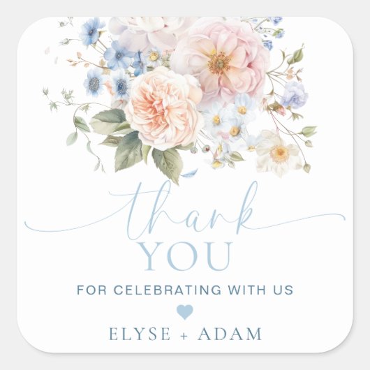 Étiquette de remerciement Hargrove Blue Floral (Devant)