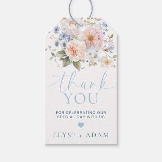 Étiquette de remerciement Hargrove Blue Floral (Devant)