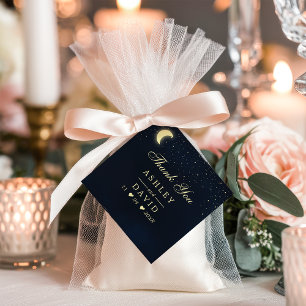 Étiquette de remerciement Lune Céleste Étoiles Ble