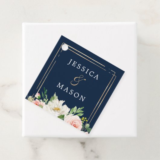 Étiquette de remerciement Navy Blue Gold Blush (En situation)