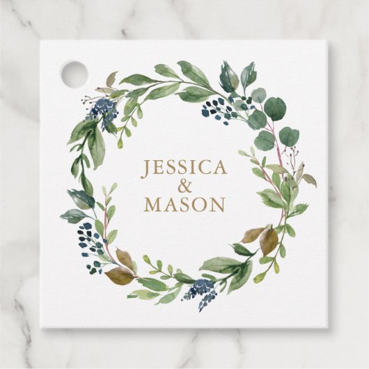 Étiquette de remerciement Navy Or de verdure (Devant)