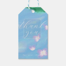Étiquette de remerciement pastel bleu – Fleur oill