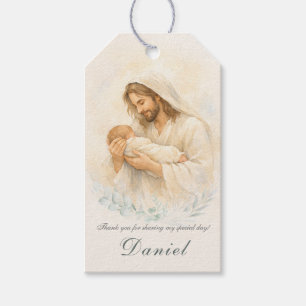 Étiquette de remerciement pour baptême bébé Jésus