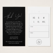 Étiquette de remerciement pour vêtements professio (Devant & derrière)