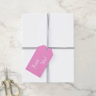 Étiquette de remerciement rose avec motif de cœurs
