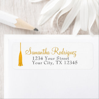 Étiquette de remise des diplômes avec pompon jaune