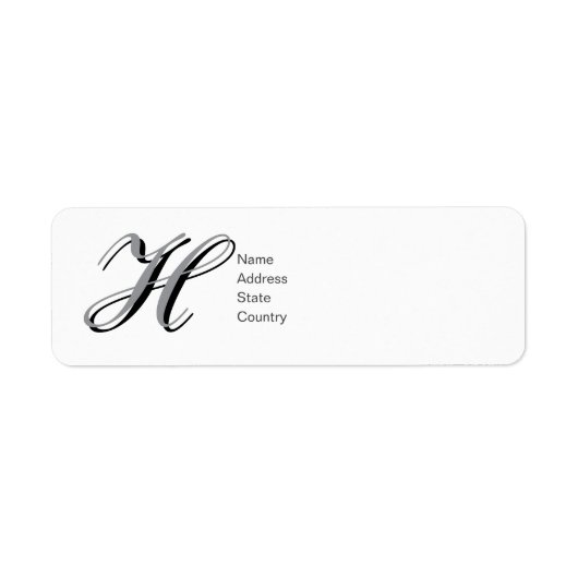 Étiquette de renvoi d'adresse avec monogramme pers (Devant)