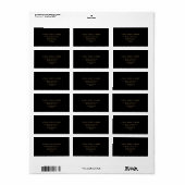 Étiquette de renvoi noir et or classique (Feuille entière)