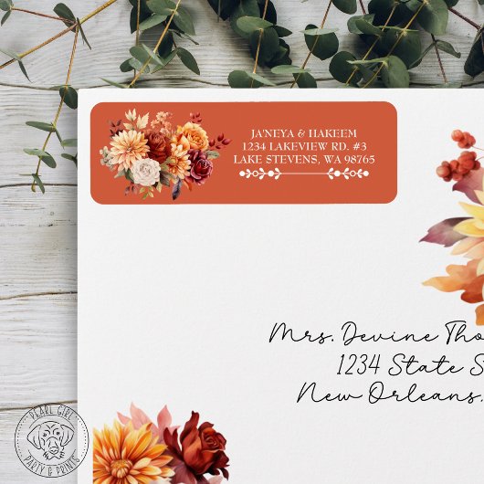 Étiquette de réponse d'adresse de mariage floral d