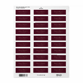 Étiquette de réponse de mariage élégante bordeaux (Feuille entière)