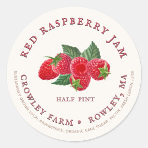 Étiquette de réserves de framboise rouge à croissa