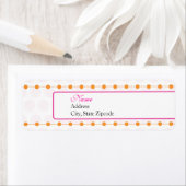 Étiquette de retour Baby shower rose et orange (En situation)