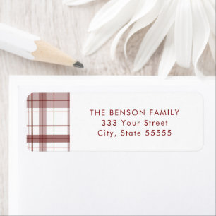 Étiquette de retour blanc rouge plaid