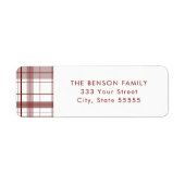 Étiquette de retour blanc rouge plaid (Devant)