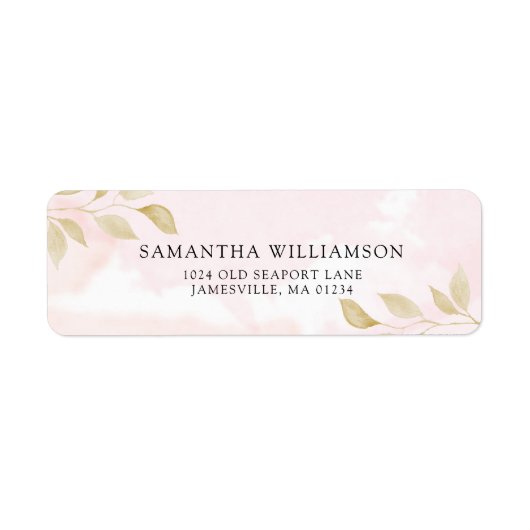 Étiquette de retour botanique rose et or (Devant)