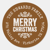 Étiquette de retour Brown de Noël rustique (Devant)