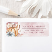 Étiquette de retour Citrouille orange Feuille viol (En situation)