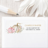 Étiquette de retour Citrouille rose (En situation)