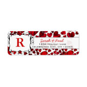 Étiquette de retour Coeurs rouges et Roses (Devant)