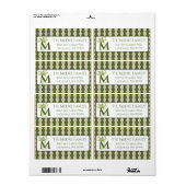Étiquette de retour d'adresse à rayures vertes de  (Feuille entière)