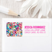 ÉTIQUETTE DE RETOUR D'ADRESSE À THÈME Candy Sprink (En situation)