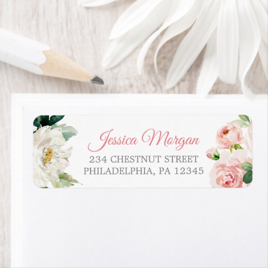 Étiquette de retour d'adresse Airy Blush (En situation)