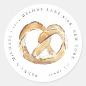 Étiquette de retour d'adresse aquarelle Bretzel mo (Devant)