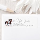 Étiquette de retour d'adresse Cheval Rustique (En situation)