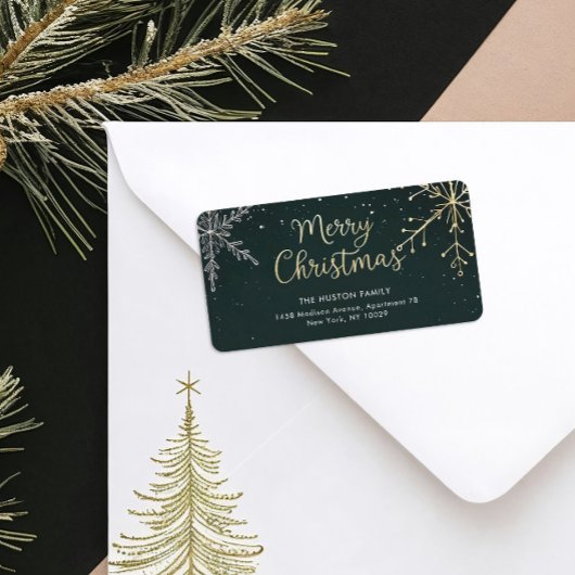 Étiquette de retour d'adresse chic de Noël