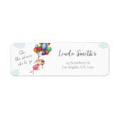 Étiquette de retour d'adresse de ballons de fille (Devant)