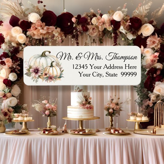 Étiquette de retour d'adresse de citrouille floral