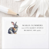Étiquette de retour d'adresse de lapin géant flama (En situation)