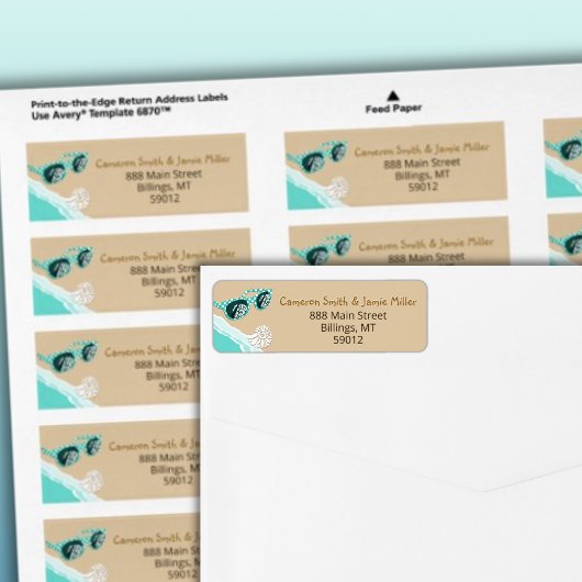 Étiquette de retour d'adresse de lunettes de solei