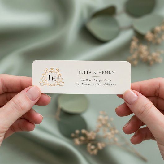 Étiquette de retour d'adresse de mariage à monogra