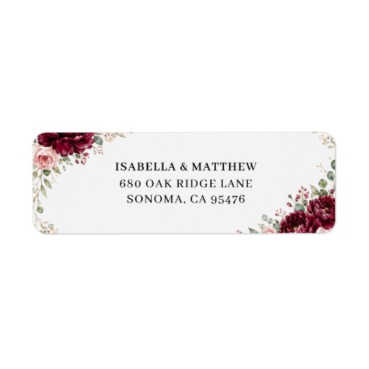 Étiquette de retour d'adresse de mariage avec feui (Devant)