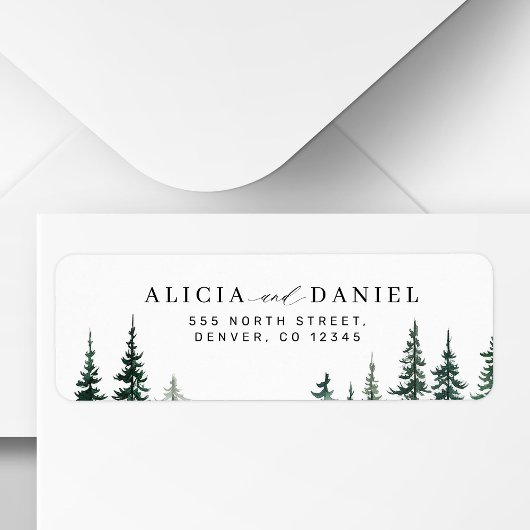 Étiquette de retour d'adresse de mariage de forêt